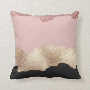 Rose Gold Glitzer Schwarz Rosa Abstrakt Giro del M Kissen