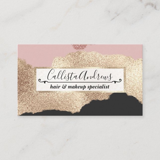 Rose Gold Glitzer Schwarz Rosa Abstrakt Giro del M Visitenkarte (Vorderseite)
