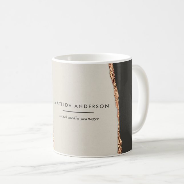 Rose Gold Glitzer Schwarz Rosa Moderne Business Kaffeetasse (VorderseiteRechts)