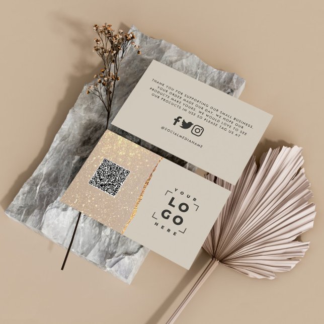 Rose Gold Glitzer Schwarz Rosa Moderne Danke QR Visitenkarte (Von Creator hochgeladen)