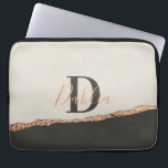 Rose Gold Glitzer Schwarz Rosa moderne Monogramm Laptopschutzhülle<br><div class="desc">Rose Gold Glitzer Schwarz Rosa,  Rose Gold Schwarz Moderne Monogramm Name Geschenk</div>