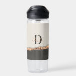 Rose Gold Glitzer Schwarz Rosa moderne Monogramm Trinkflasche<br><div class="desc">Rose Gold Glitzer Schwarz Rosa,  Rose Gold Schwarz Moderne Monogramm Name Geschenkflasche</div>