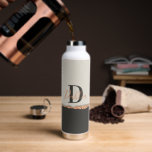 Rose Gold Glitzer Schwarz Rosa moderne Monogramm Trinkflasche<br><div class="desc">Rose Gold Glitzer Schwarz Rosa,  Rose Gold Schwarz Moderne Monogramm Name Geschenkflasche</div>