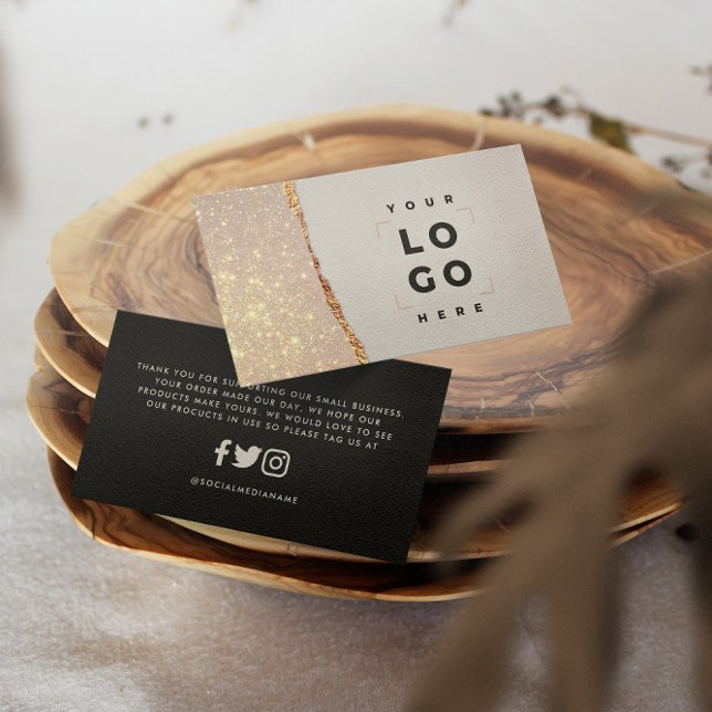 Rose Gold Glitzer Schwarz Rosa Moderne Vielen Dank Visitenkarte (Von Creator hochgeladen)