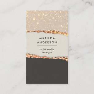 Rose Gold Glitzer Schwarz Rosa moderne viereckige Visitenkarte