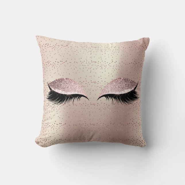 Rose Gold Glitzer Schwarzer Schweiß Makeup Lashes Kissen (Vorderseite)