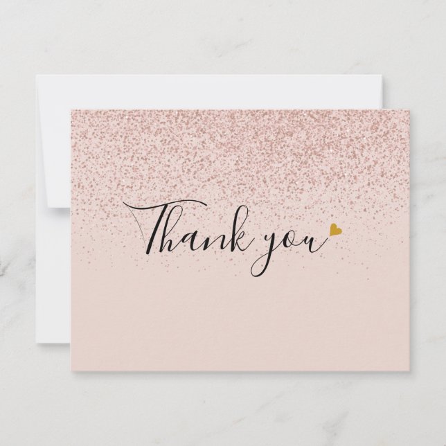 Rose Gold Glitzer Script Business dank Karte (Vorderseite)