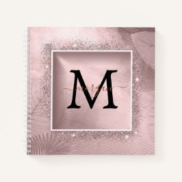 Rose Gold Glitzer Script Monogram Notizbuch