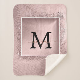 Rose Gold Glitzer Script Monogram Sherpadecke