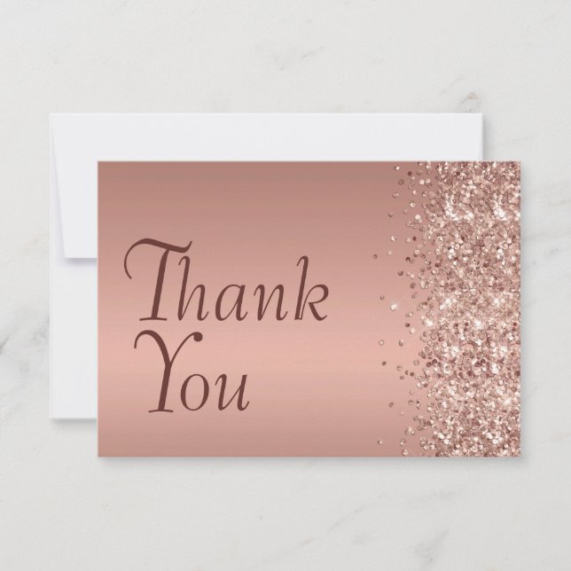 Rose Gold Glitzer Sentiment Bat Mitzvah Vielen Dan Dankeskarte (Vorderseite)