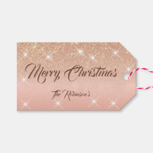 Rose Gold Glitzer Shimmery Stars Weihnachten Geschenkanhänger