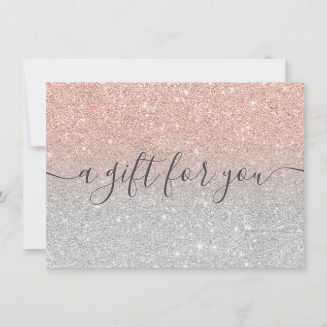 Rose Gold Glitzer Silberombre Geschenkgutschein (Vorderseite)