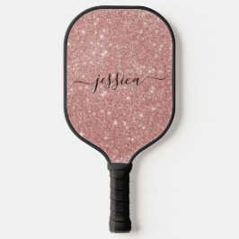 Rose Gold Glitzer Skriptname Pickleball Paddel Pickleball Schläger