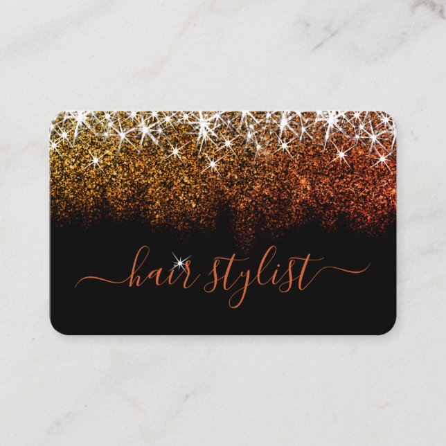 Rose Gold Glitzer Spark Berufliche Haarsträhne Visitenkarte (Vorderseite)