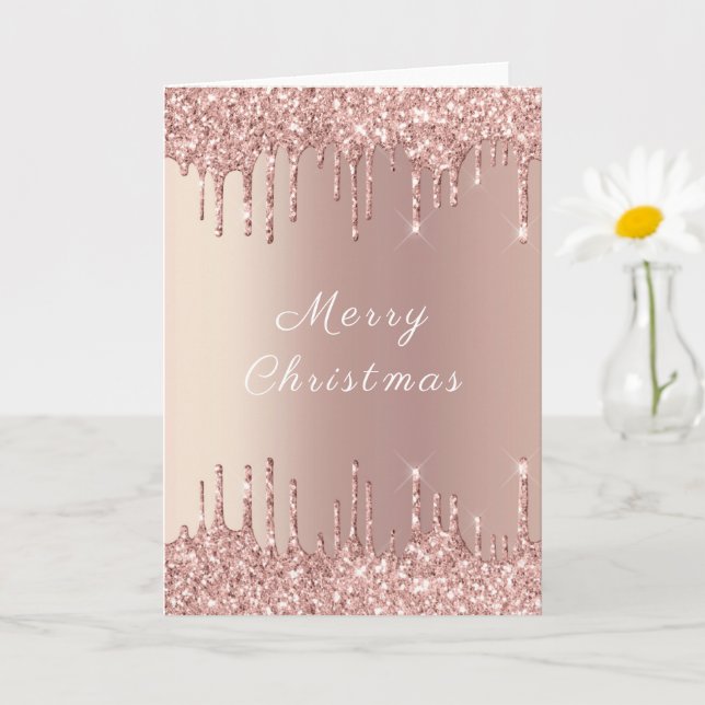 Rose Gold Glitzer Sparkasse Weihnachtskarte Karte (Kleine Pflanze)