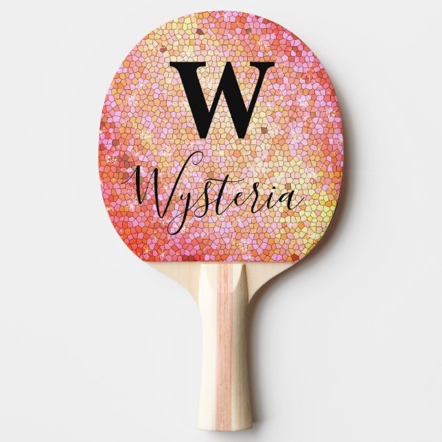 Rose Gold Glitzer Sparkboard Monogram Chalkboard N Tischtennis Schläger (Vorderseite)