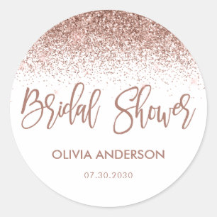 Rose Gold Glitzer Sparkle Confetti Brautparty Runder Aufkleber