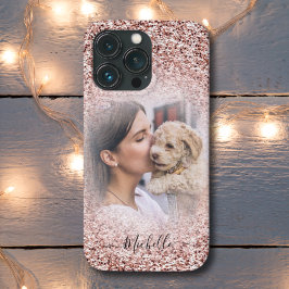 Rose Gold Glitzer Sparkle Foto Monogram iPhone Case-Mate iPhone Hülle
