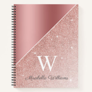 Rose Gold Glitzer Sparkle Girlaname Monogramm Notizbuch