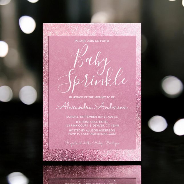 Rose Gold Glitzer Sparkle Girl's Baby Sprinkle Einladung (Von Creator hochgeladen)