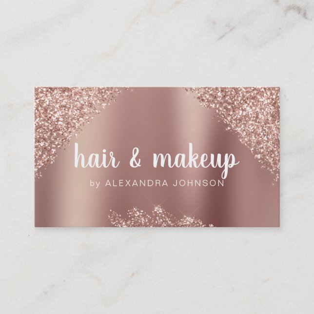 Rose Gold Glitzer Sparkle Haartrockner Visitenkarte (Vorderseite)