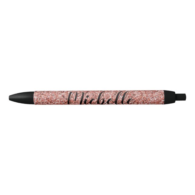 Rose Gold Glitzer Sparkle Modernes Personalisiert Kugelschreiber (Vorderseite)