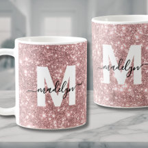 Rose Gold Glitzer Sparkle Monogramm