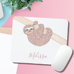 Rose Gold Glitzer Sparkle Niedlich Slotname Mousepad<br><div class="desc">Dieses lustige und gürtelige Mauspad ist mit einem goldenen Glitzer aus der Rose geschmückt,  der an einem Zweig hängt,  der eine Lächelung anlächelt. Passen Sie ihn an,  indem Sie den Namen ändern. Original Design © Michele Davies</div>