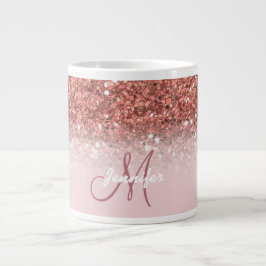 Rose Gold Glitzer Sparkle Ombre Monogramm Name Jumbo-Tasse