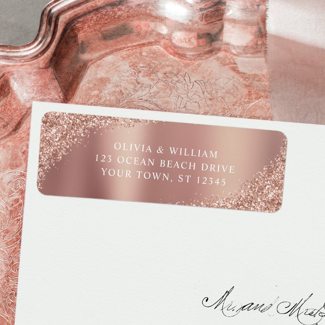 Rose Gold Glitzer Sparkle Wedding Rücksendeadresse (Von Creator hochgeladen)