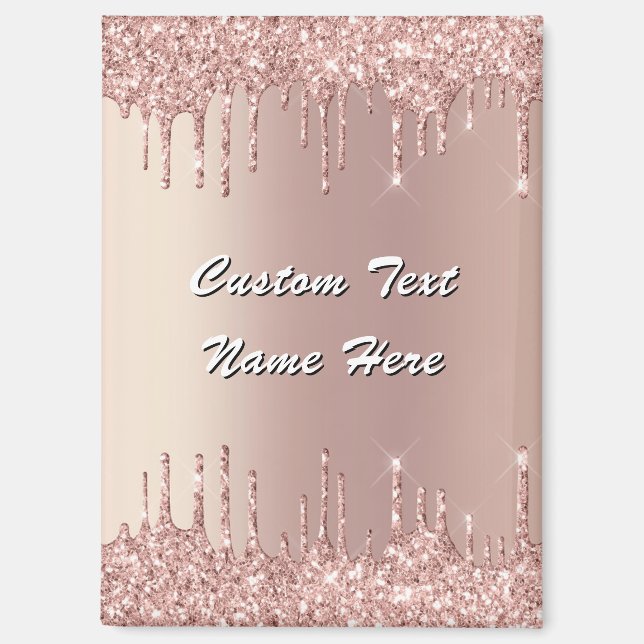 Rose Gold Glitzer Sparky Magnet mit benutzerdefini (Vorderseite)