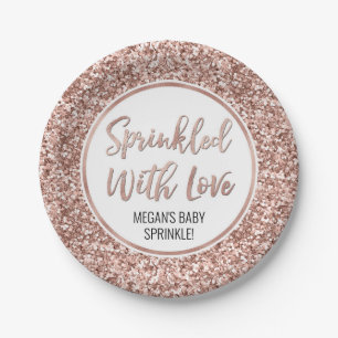 Rose Gold Glitzer Sprinkler mit Liebe Pappteller