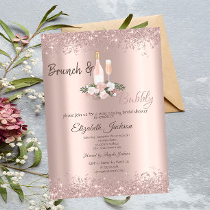 Rose Gold Glitzer Staub Brunch Brautparty Einladung