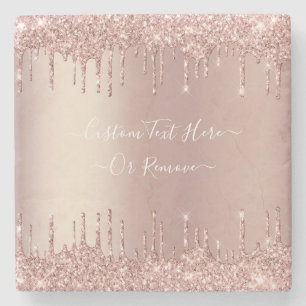 Rose Gold Glitzer Stone Untersetzer mit benutzerde