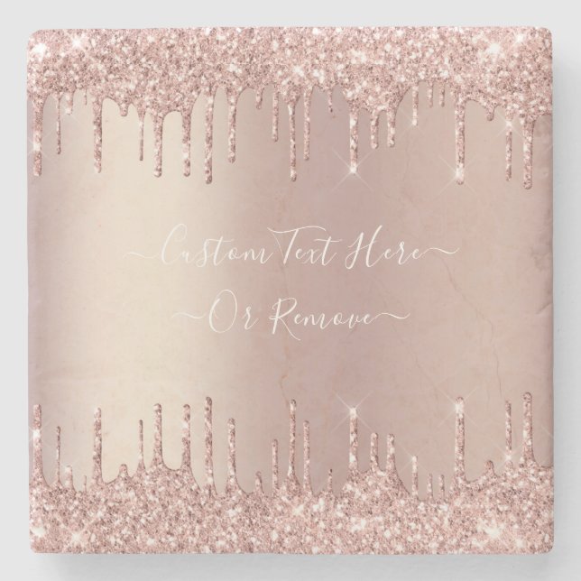 Rose Gold Glitzer Stone Untersetzer mit benutzerde (Vorderseite)