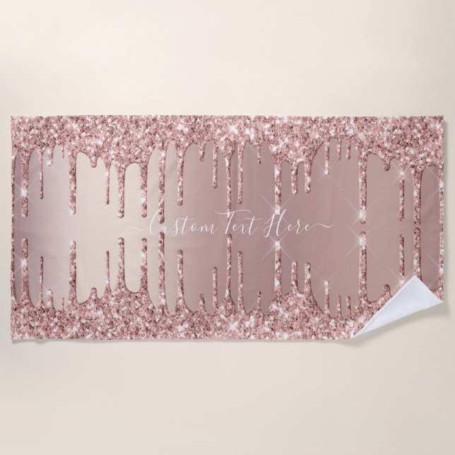 Rose Gold Glitzer Strandhandtuch mit benutzerdefin (Vorderseite)