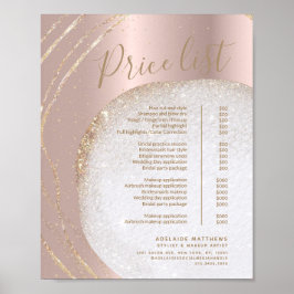 Rose Gold Glitzer Stylist Salon Preisliste Menü Poster