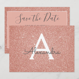 Rose Gold Glitzer Sweet 16 Save the Date Einladung