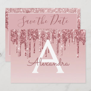Rose Gold Glitzer Sweet 16 Save the Date Einladung