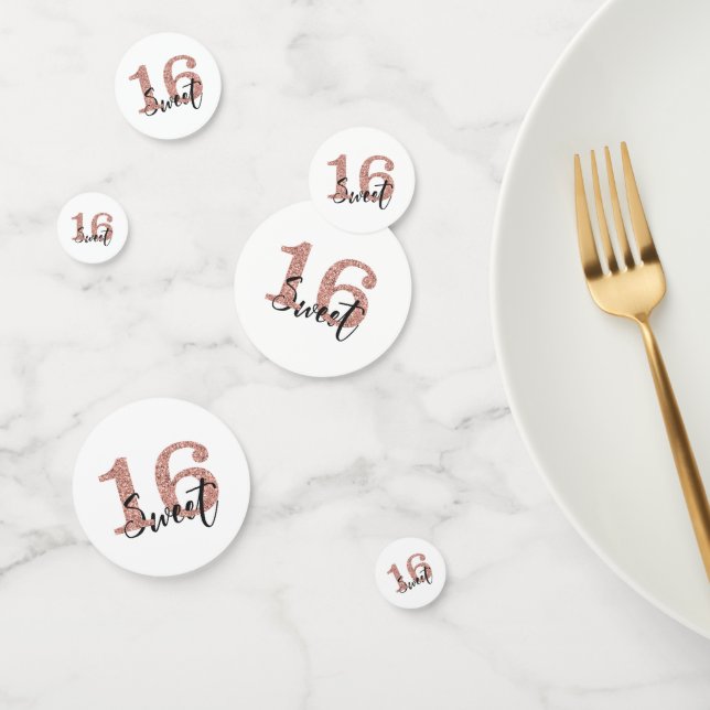 Rose Gold Glitzer Sweet 16 Sechzehn Konfetti (Gruppe)