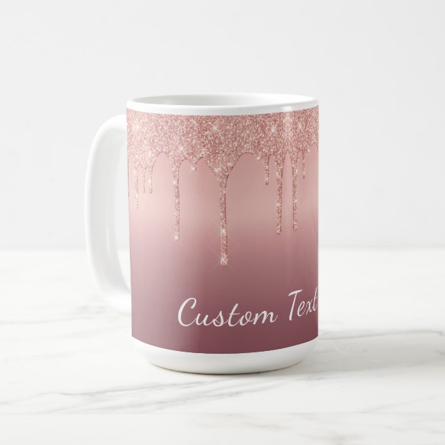 Rose Gold Glitzer Tasse für benutzerdefinierten Te (Vorderseite Links)