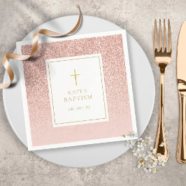 Rose Gold Glitzer Taufe Christening Serviette
