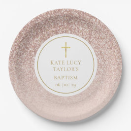 Rose Gold Glitzer Taufe| Weihnachten Pappteller