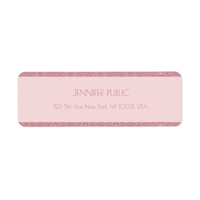 Rose Gold Glitzer Template Trendy Rücksendeadresse (Vorne)