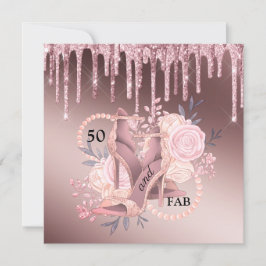 Rose Gold Glitzer Tropfen 50. Geburtstagsüberrasch Einladung