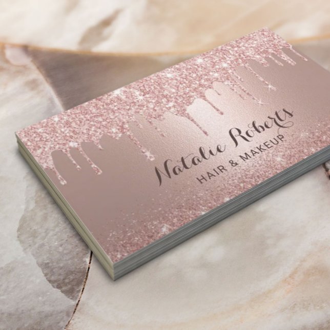 Rose Gold Glitzer Tropfen Beauty Salon & WELLNESS- Visitenkarte (Von Creator hochgeladen)