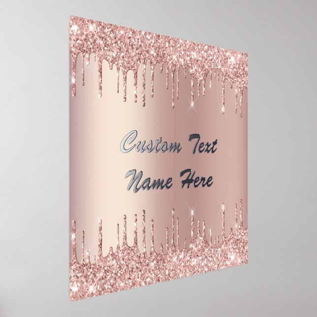Rose Gold Glitzer Tropfen Benutzerdefinierte Text  Foliendrucke (Ablage )