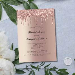Rose Gold Glitzer Tropfen Bridal Dusche Einladung