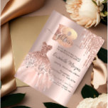 Rose Gold Glitzer Tropfen Dress 18. Geburtstagspar Einladung<br><div class="desc">Elegante Rose Gold Glitzer Tropfen,  und elegantes Kleid auf einer Rose Gold Hintergrund.</div>