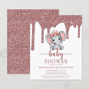 Rose Gold Glitzer Tropfen Elephant Girl Baby